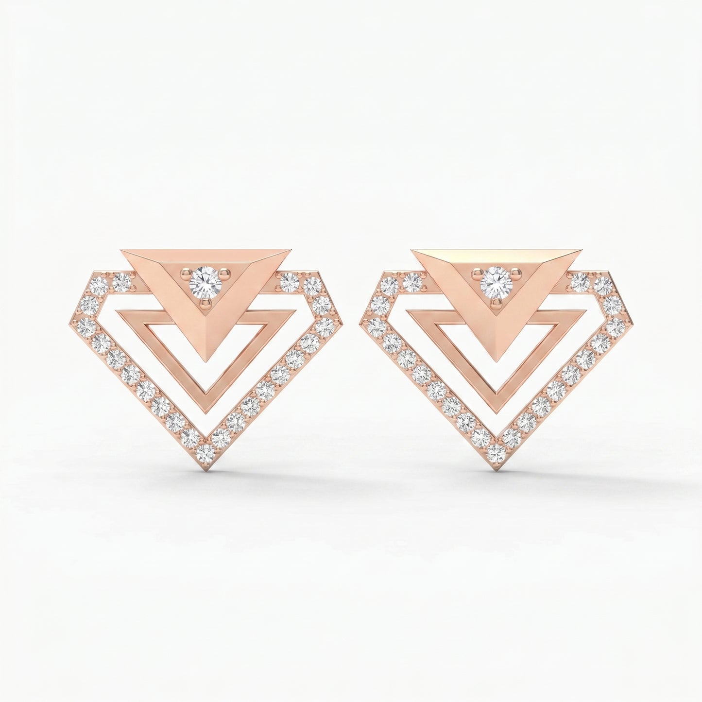 Modern Pavé Geometric Triangle Diamond Fashion Earrings