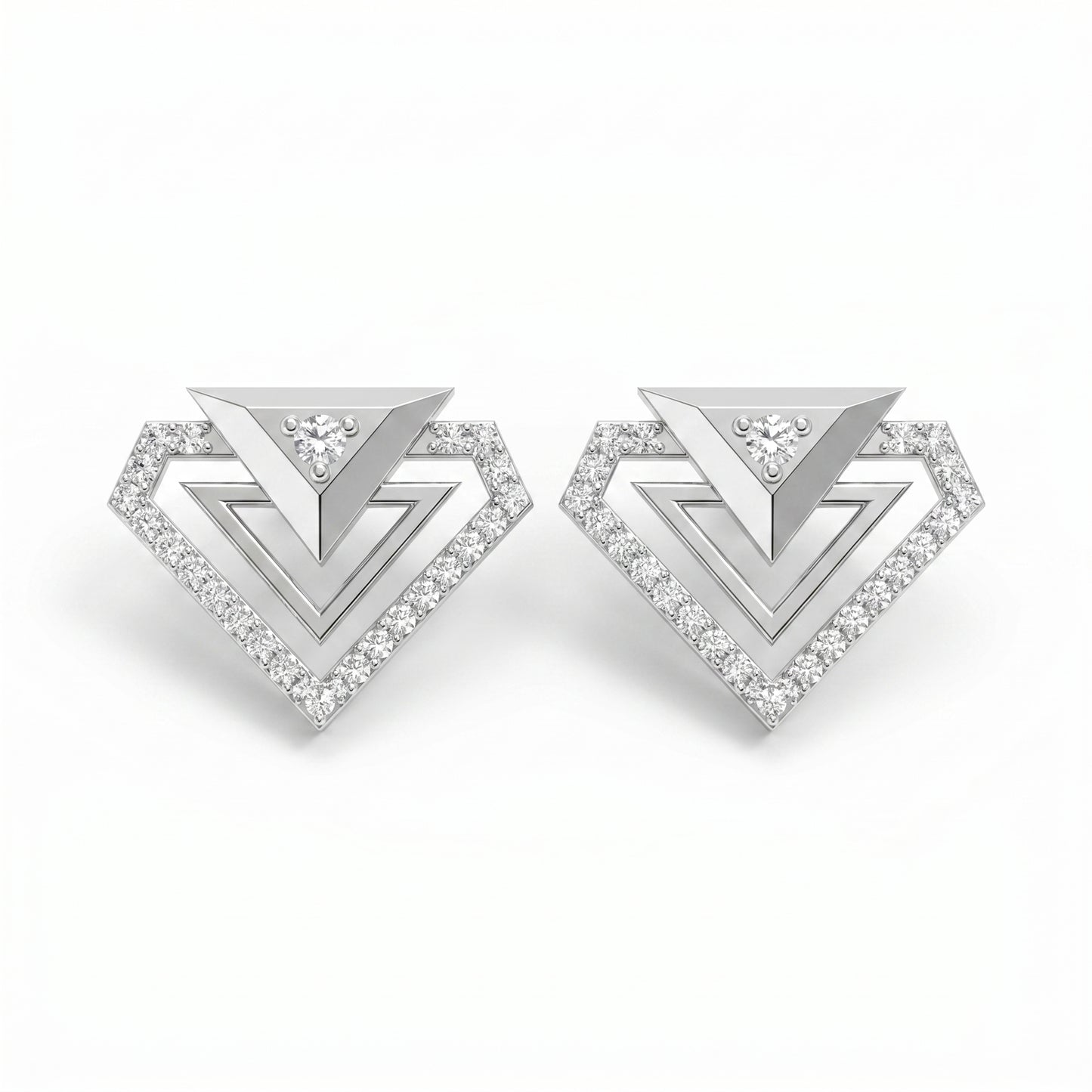Modern Pavé Geometric Triangle Diamond Fashion Earrings