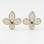 Marquise & Pear Cut Diamond Flower Stud Fashion Earrings