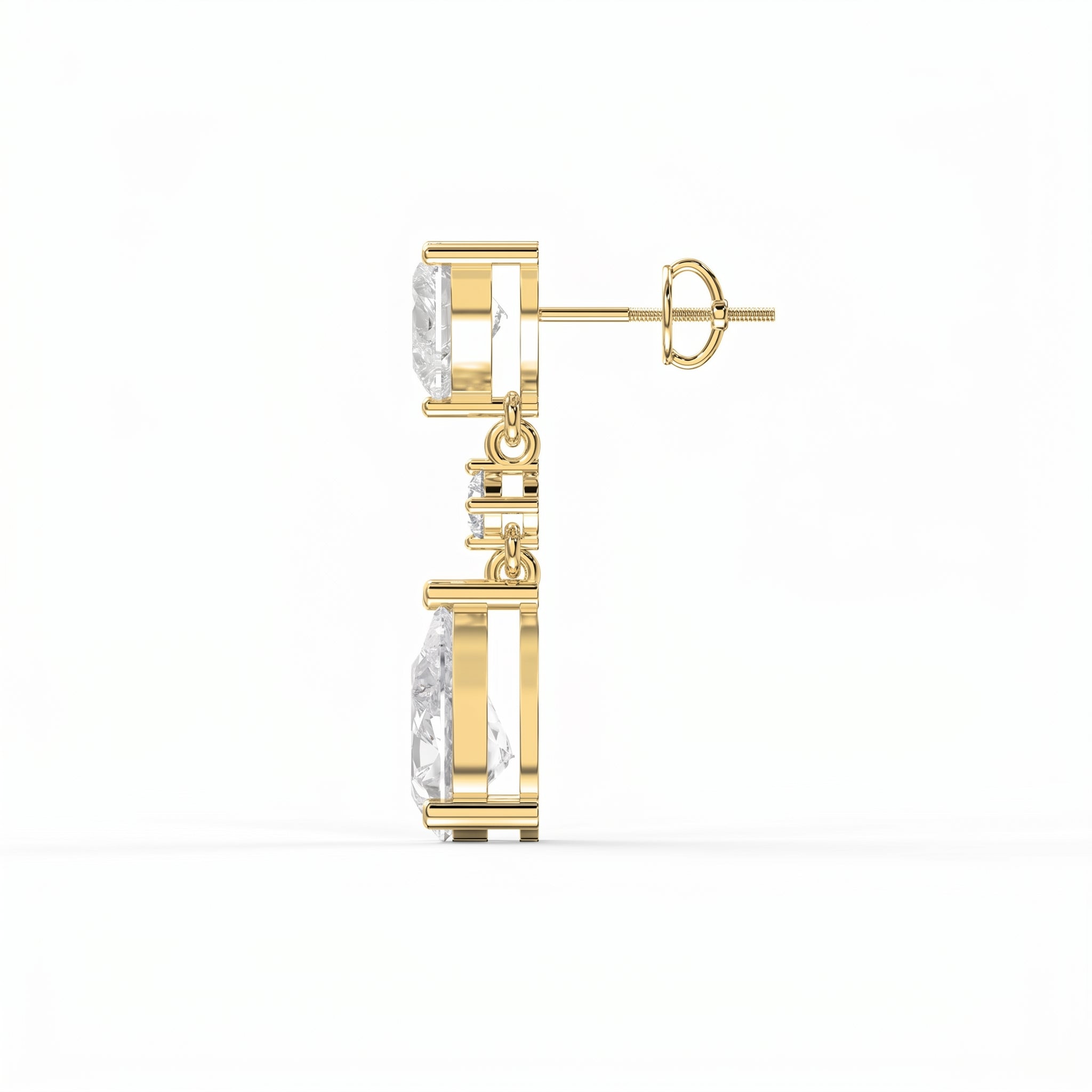 Romantic Heart & Pear Cut Diamond Drop Dangle Earring