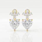 Floral Cluster Heart Diamond Drop Earring