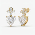 Floral Cluster Heart Diamond Drop Earring