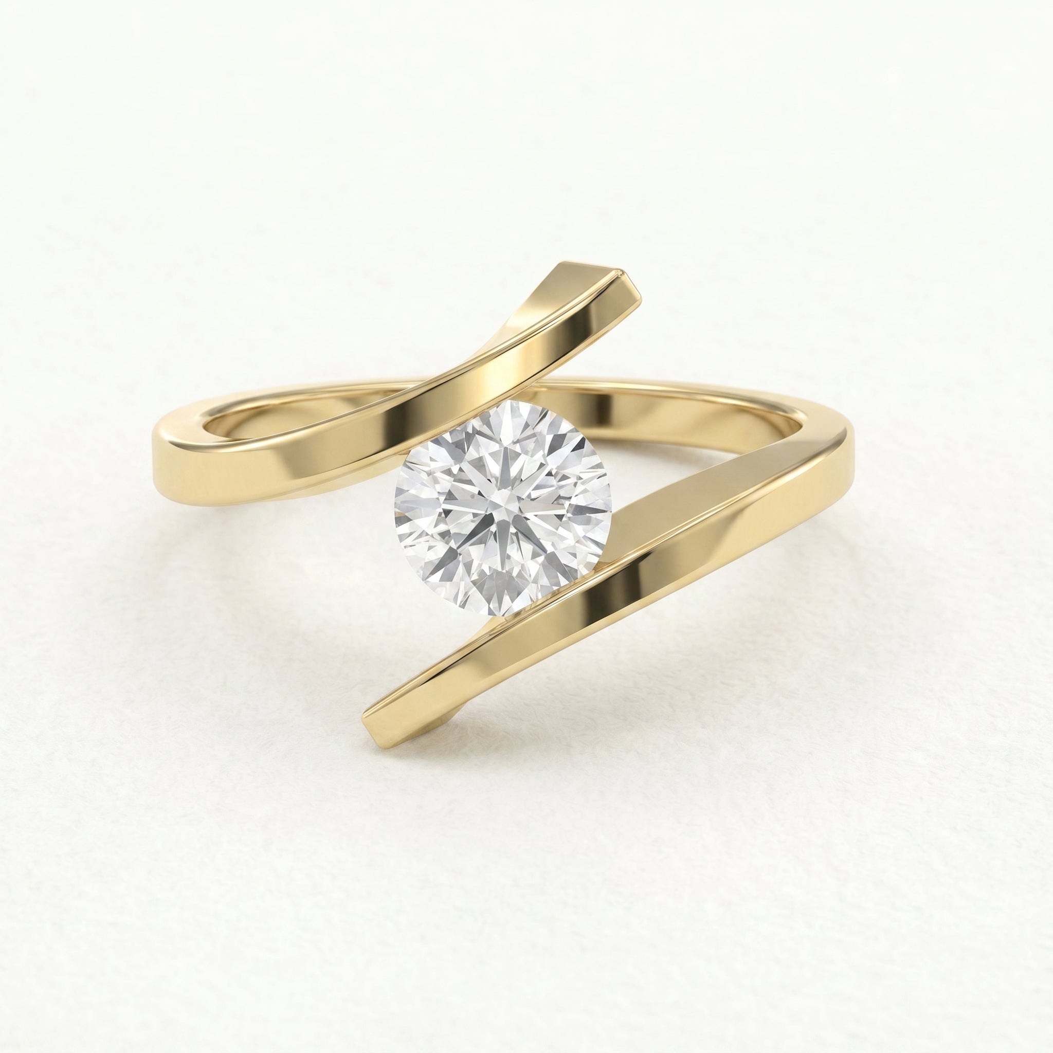 Contemporary Twisted Bypass Diamond Ring