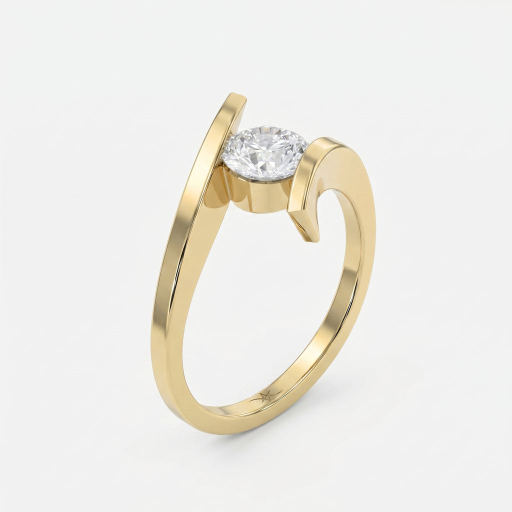 Contemporary Twisted Bypass Diamond Ring