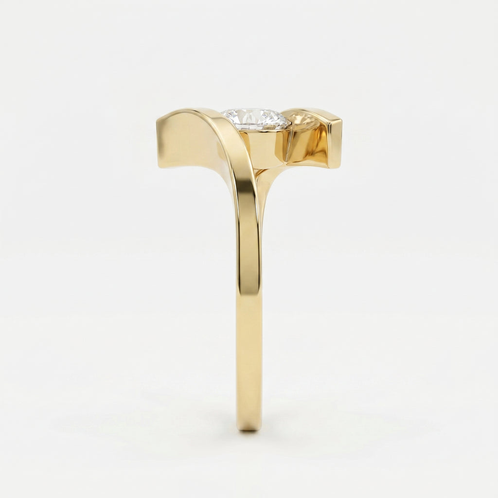 Contemporary Twisted Bypass Diamond Ring