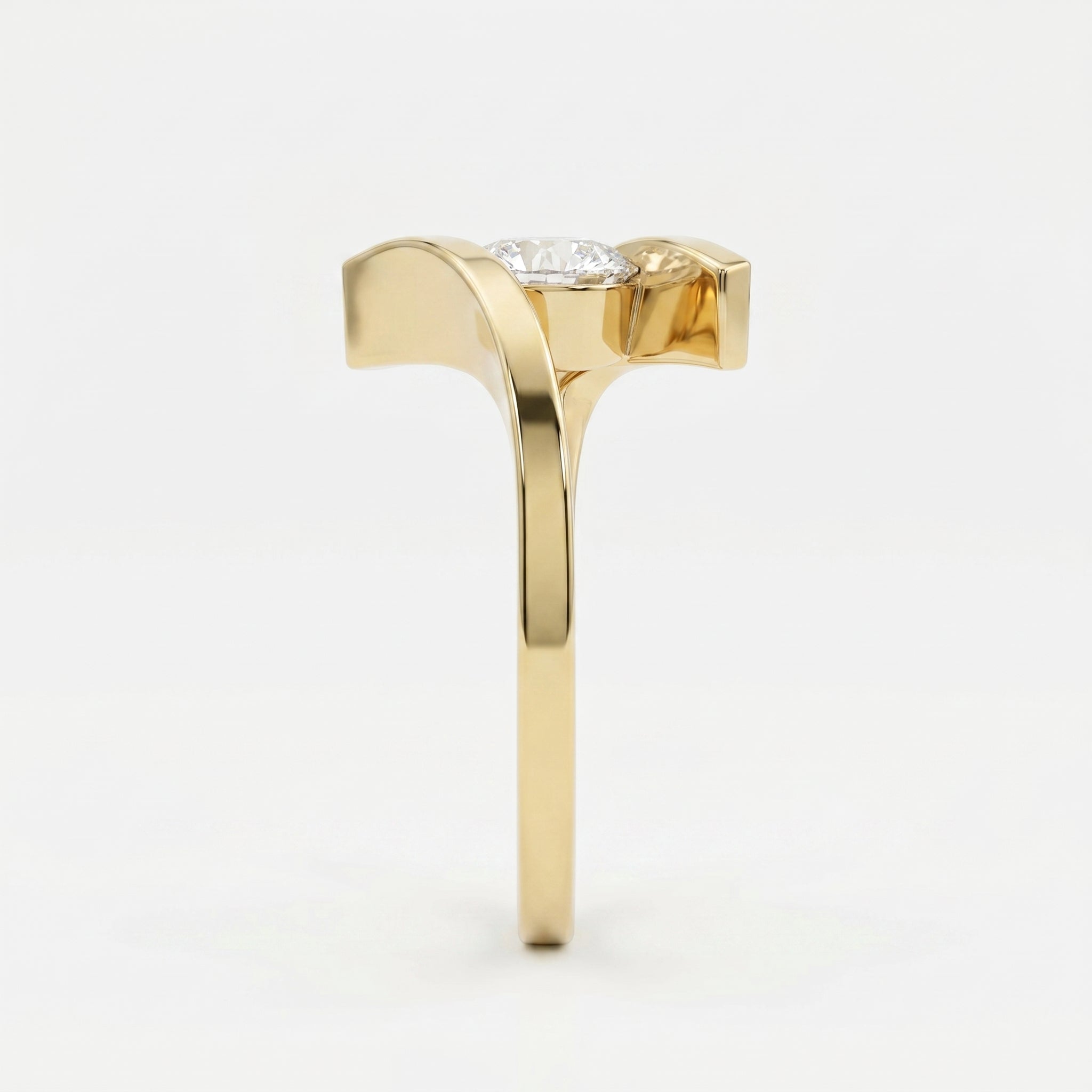 Contemporary Twisted Bypass Diamond Ring