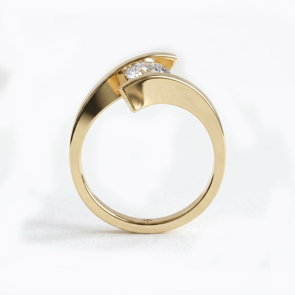 Contemporary Twisted Bypass Diamond Ring