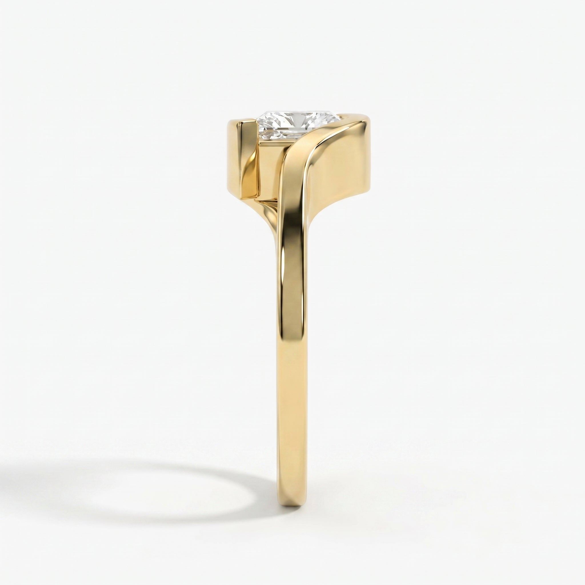 Modern Geometric Diamond Solitaire Engagement Ring