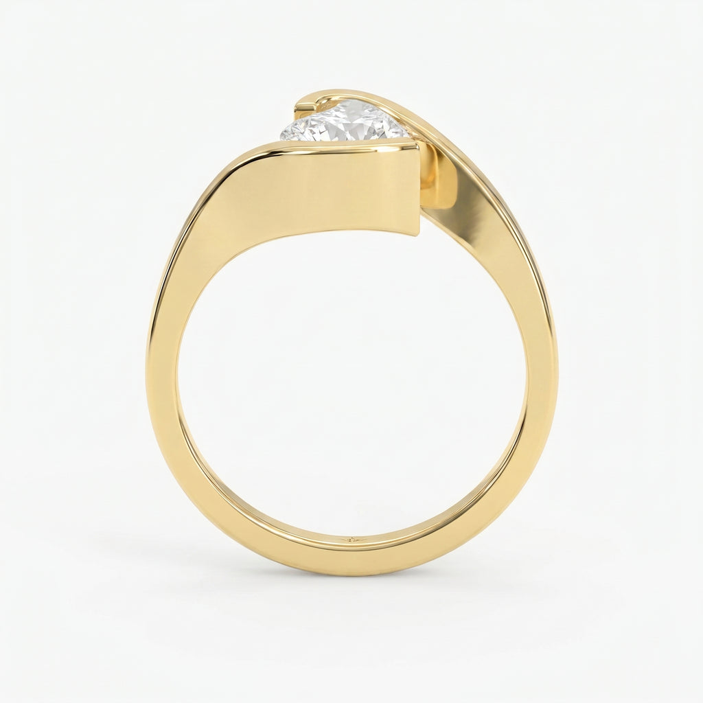Modern Geometric Diamond Solitaire Engagement Ring
