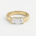 Bar Channel Setting Emerald Shape Diamond Solitaire Ring