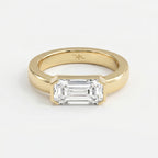 Bar Channel Setting Emerald Shape Diamond Solitaire Ring