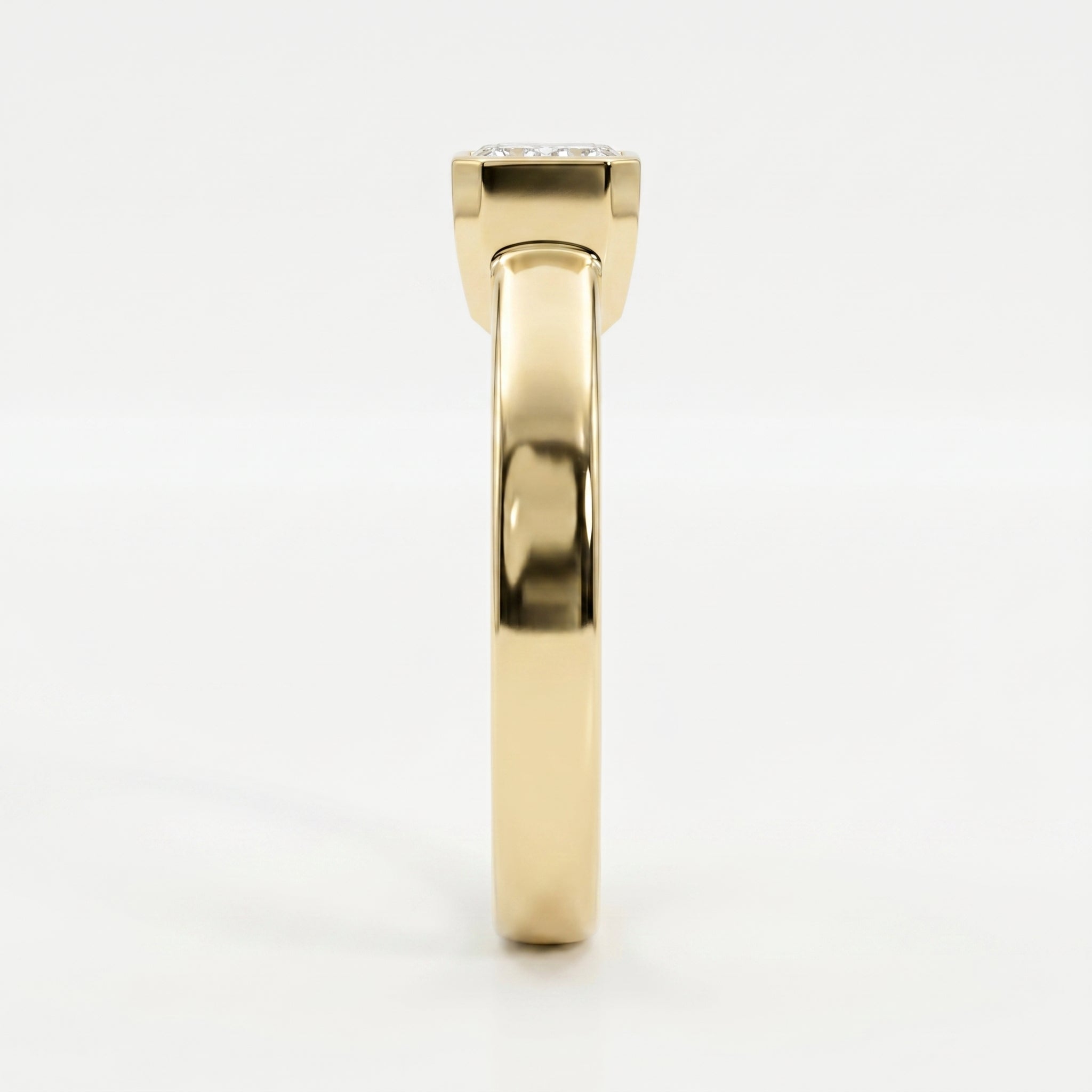 Bar Channel Setting Emerald Shape Diamond Solitaire Ring
