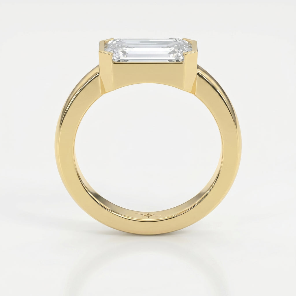 Channel Set Solitaire Bar Channel Setting Emerald Shape Diamond Solitaire Ring β VALAM