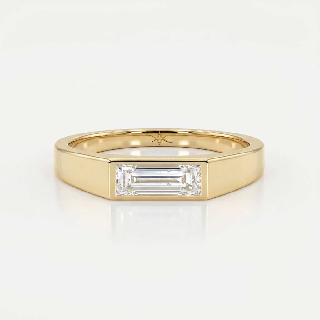 Bar Channel Setting Baguette Shape Diamond Solitaire Ring