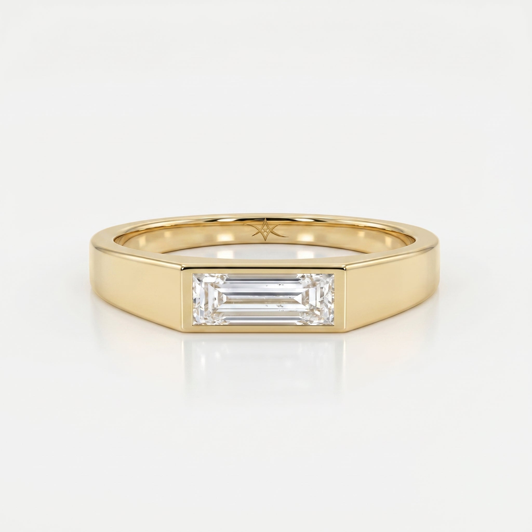 Bar Channel Setting Baguette Shape Diamond Solitaire Ring
