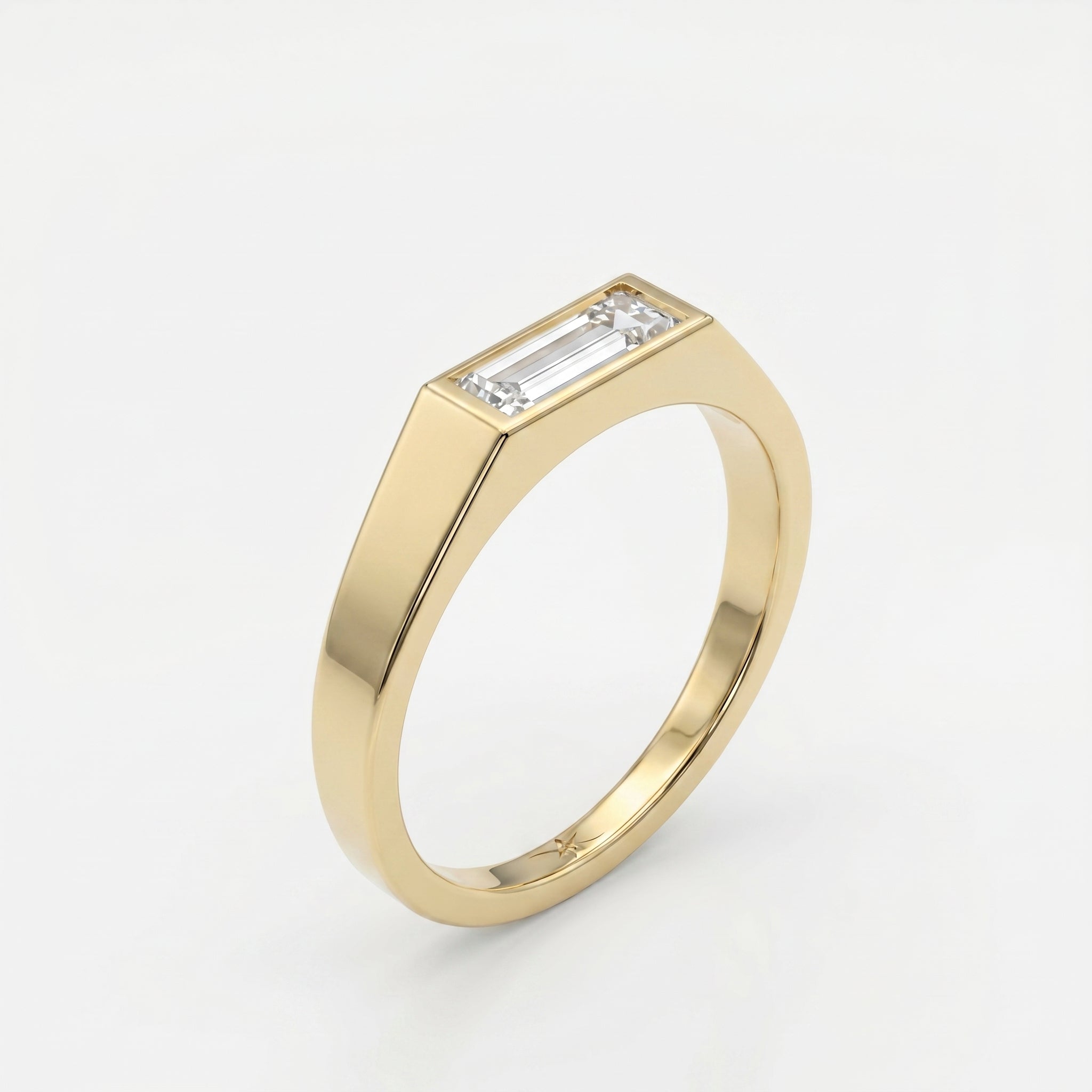 Bar Channel Setting Baguette Shape Diamond Solitaire Ring