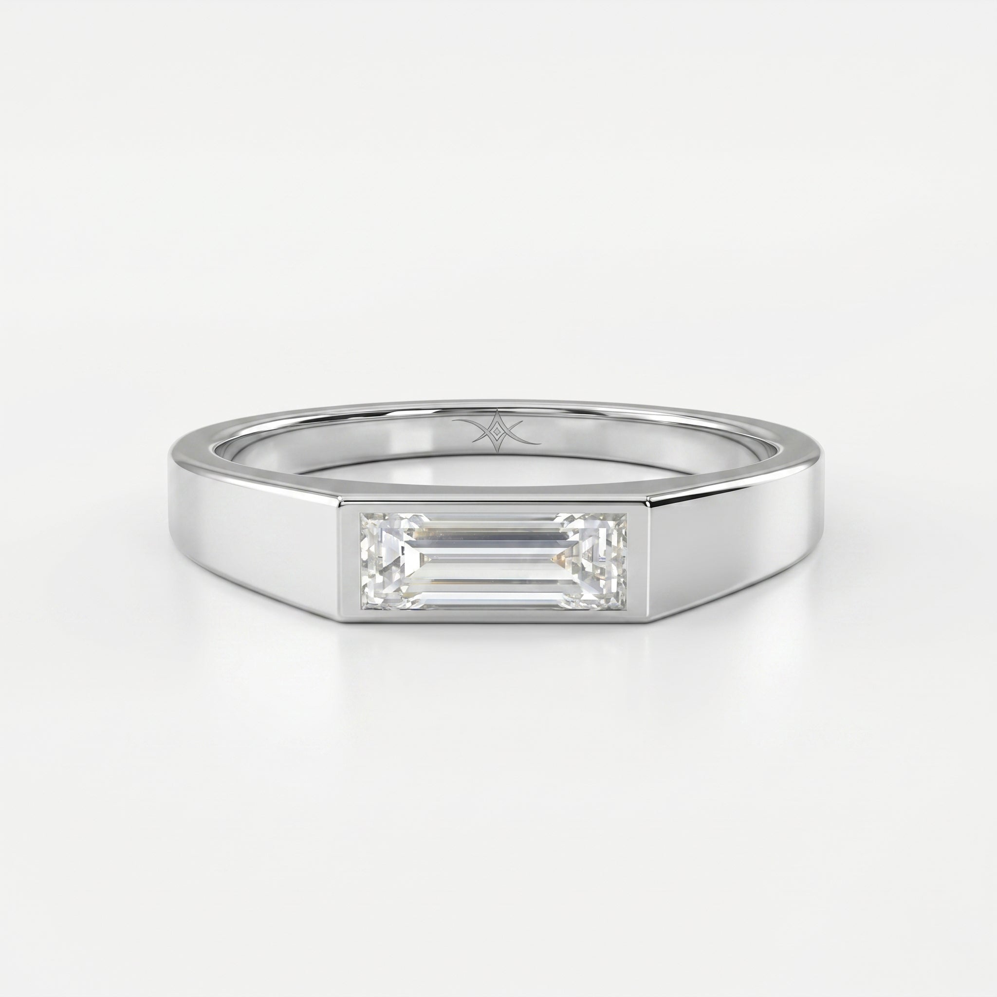 Bar Channel Setting Baguette Shape Diamond Solitaire Ring