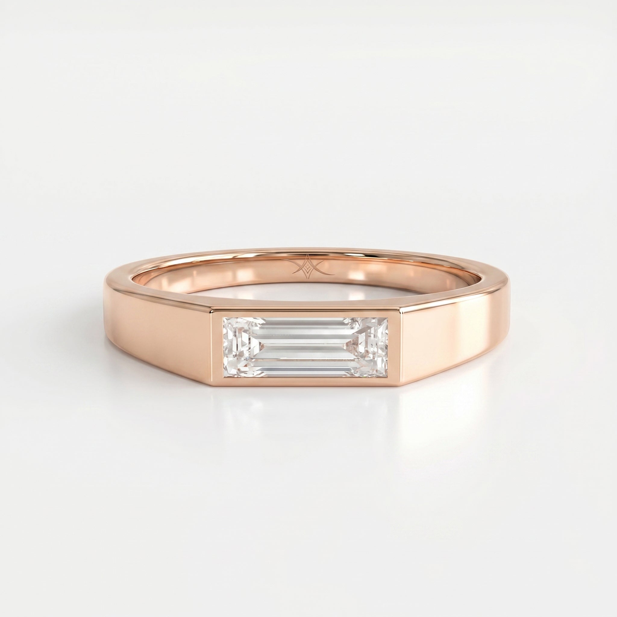 Bar Channel Setting Baguette Shape Diamond Solitaire Ring