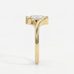 Modern Twist Bypass Design Oval Diamond Solitaire Ring
