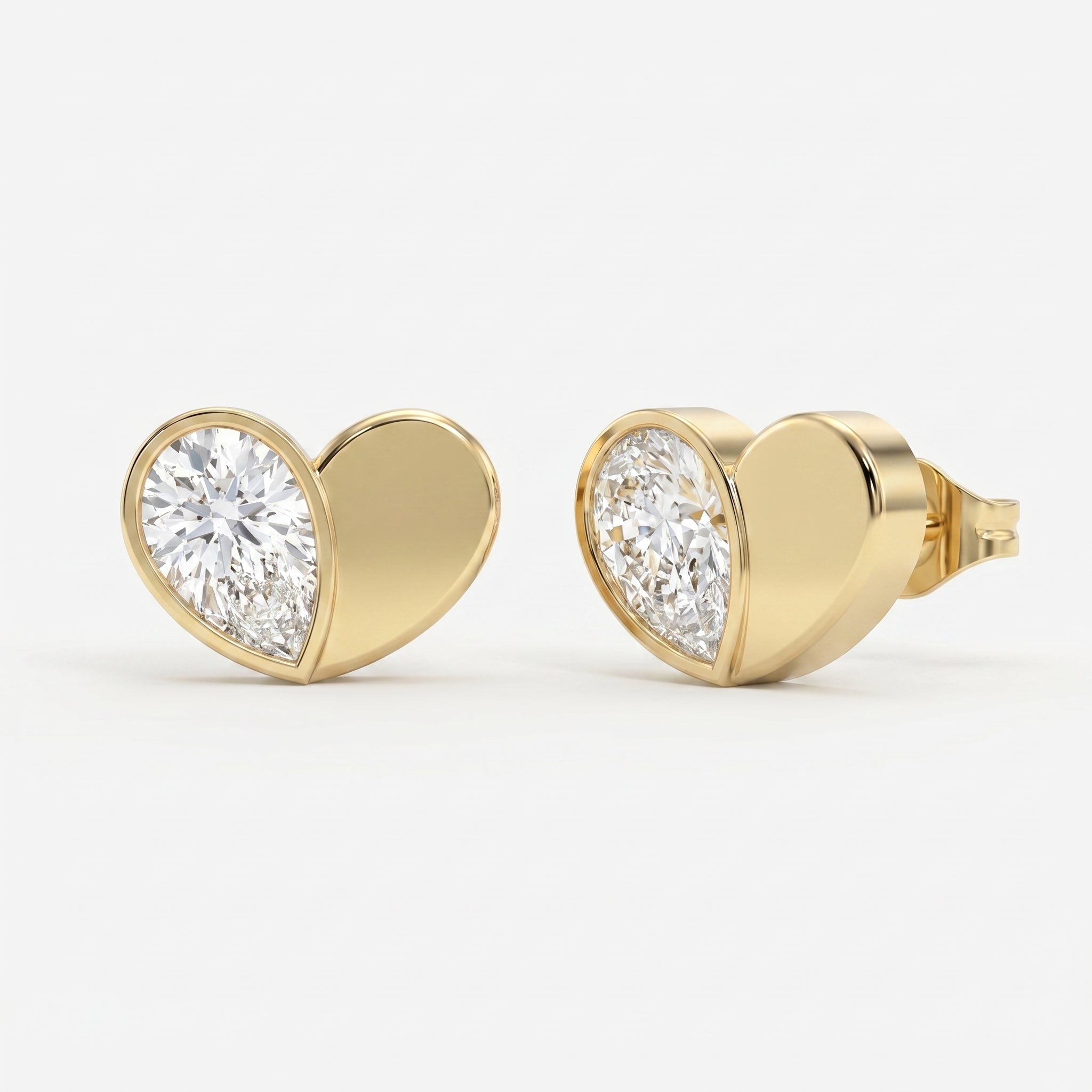 Heart Shape Earrings with Pear-Shaped Diamond Fashion Earring