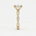 Elegant Oval Cut Diamond with Twisted Pave Engagement Ring