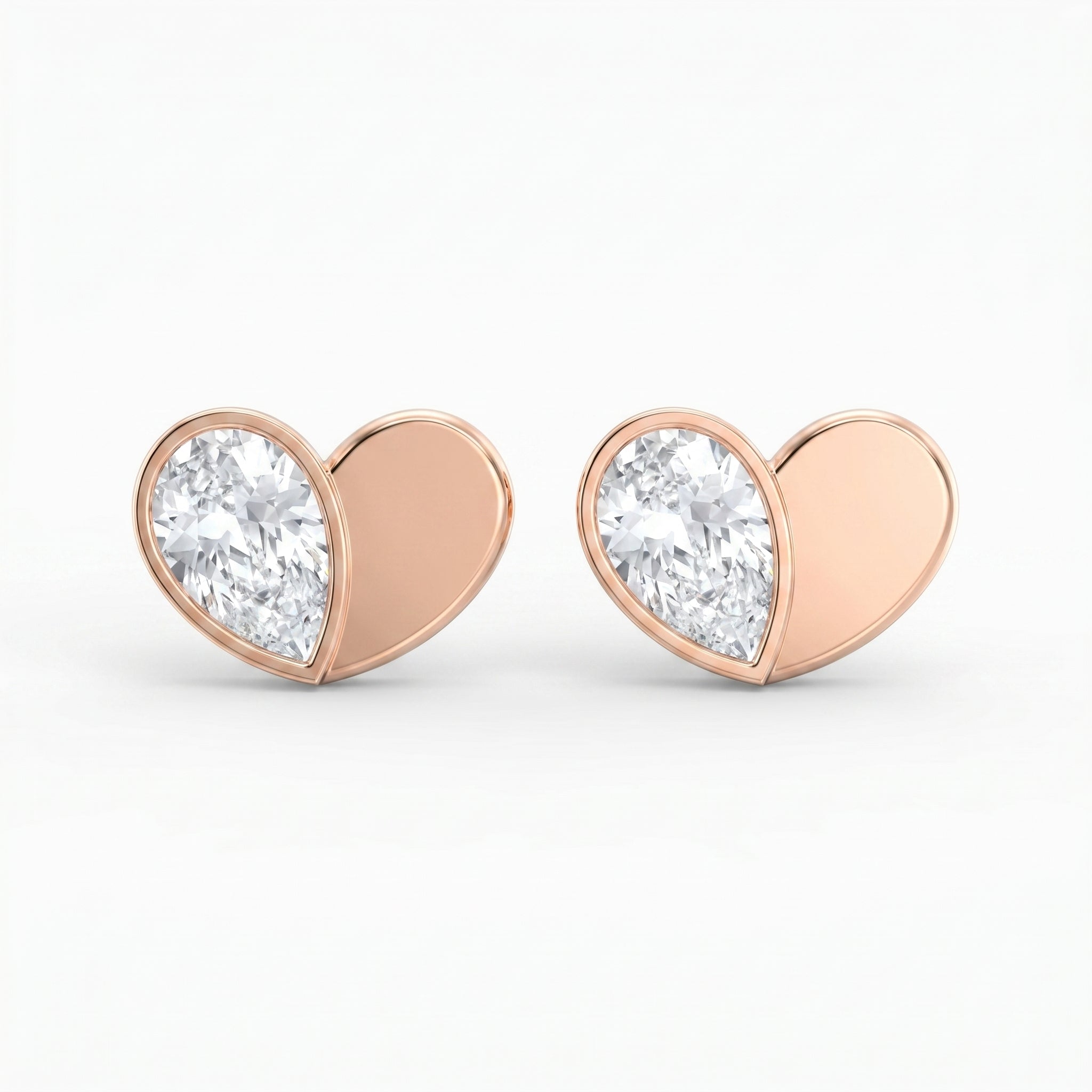 Heart Shape Earrings with Pear-Shaped Diamond Fashion Earring