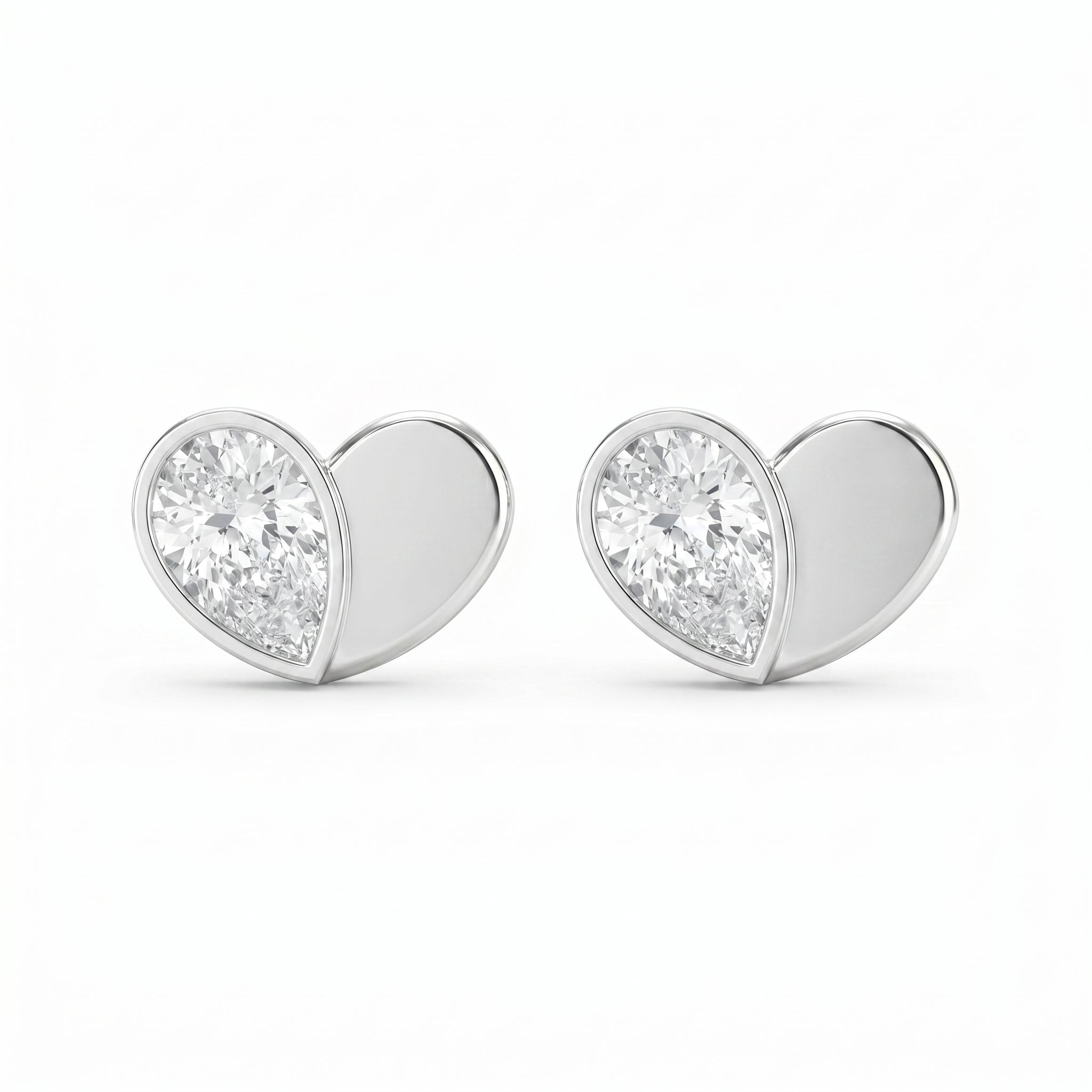 Heart Shape Earrings with Pear-Shaped Diamond Fashion Earring
