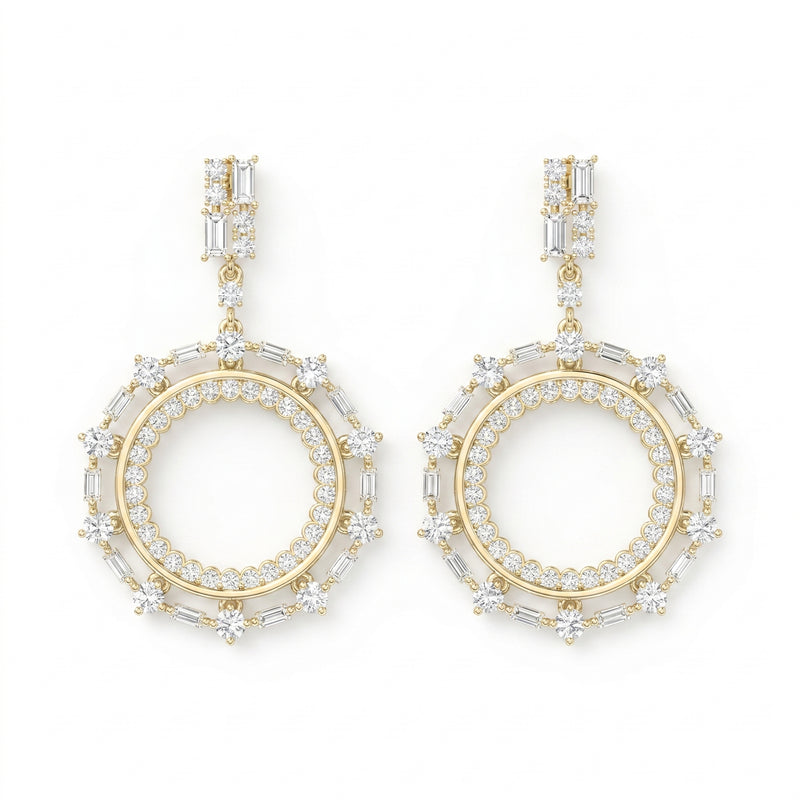 Luxury Diamond Circle Chandelier Fashion Earrings