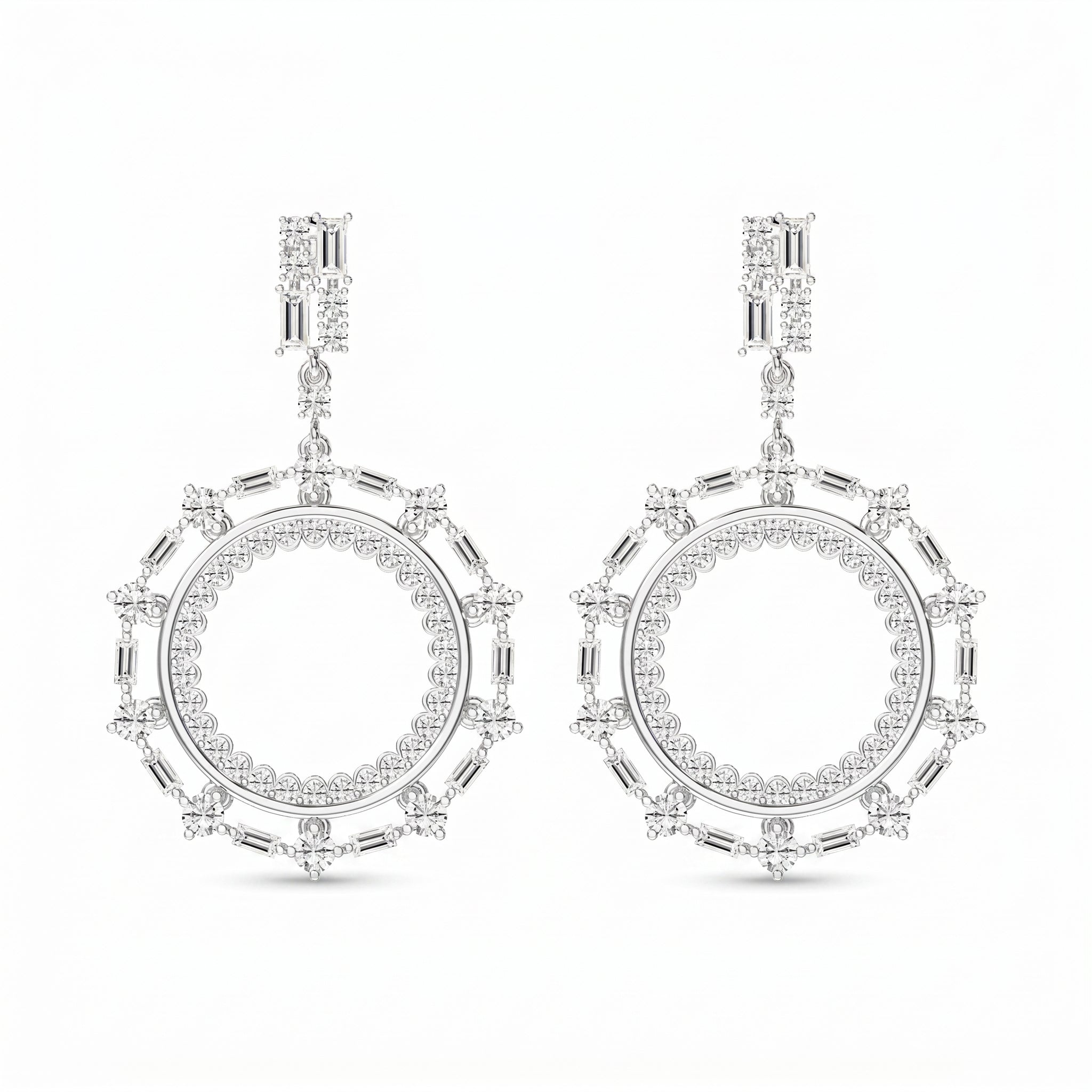 Luxury Diamond Circle Chandelier Fashion Earrings