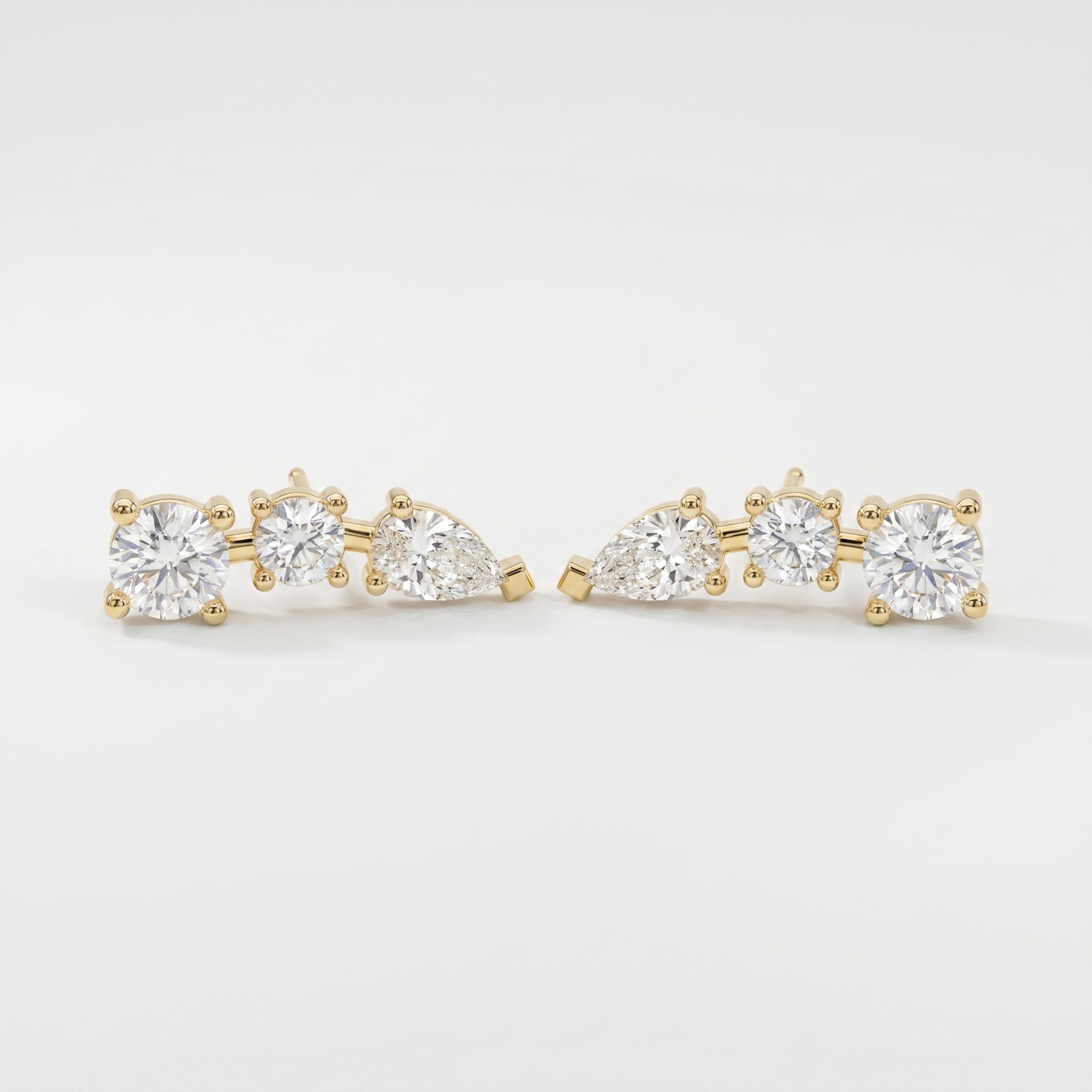 Pear & Round Diamond Cluster Design Fashion Earrings