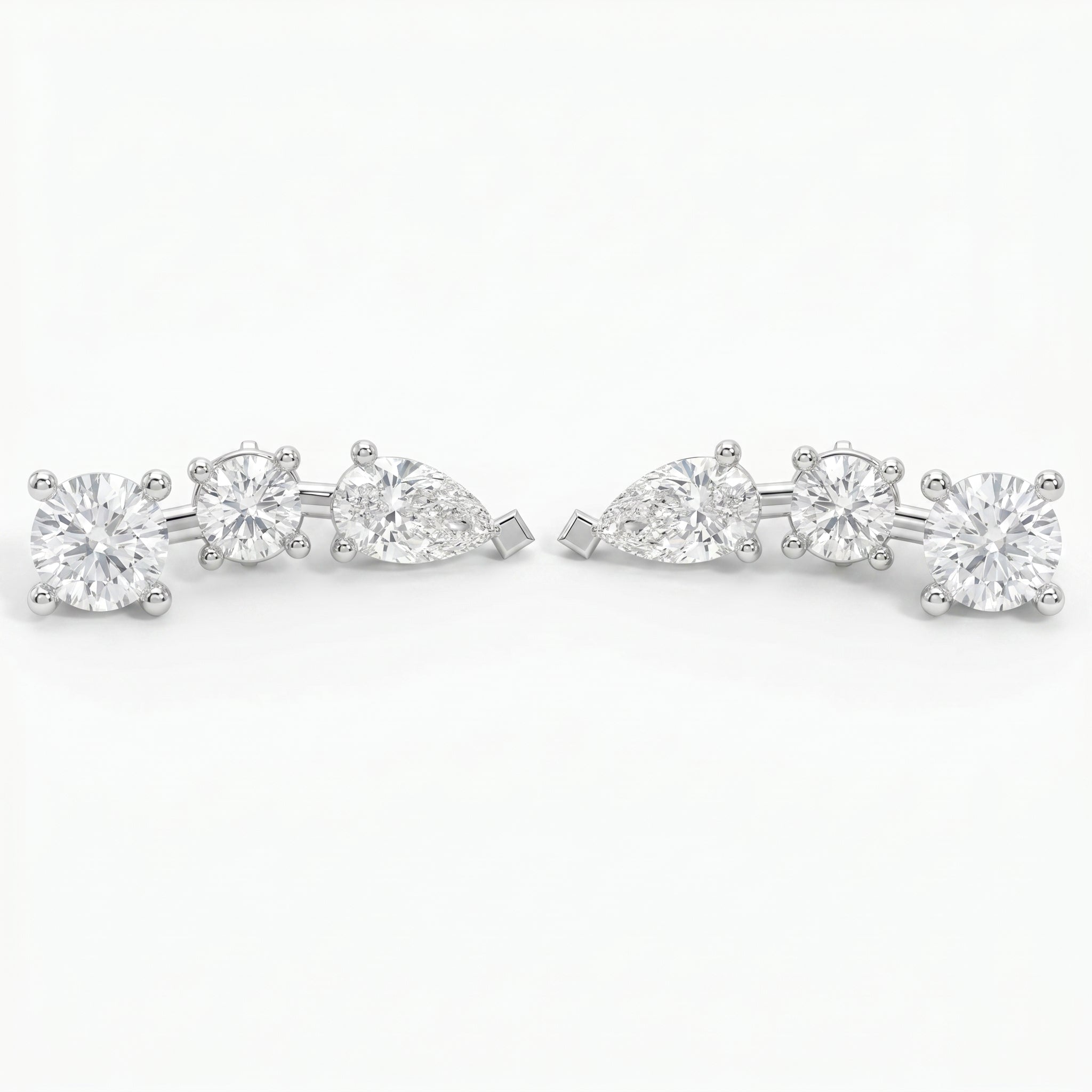 Pear & Round Diamond Cluster Design Fashion Earrings