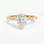 Elegant Pear Cut Diamond Side Stones Engagement Ring