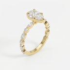 Elegant Pear Cut Diamond Side Stones Engagement Ring