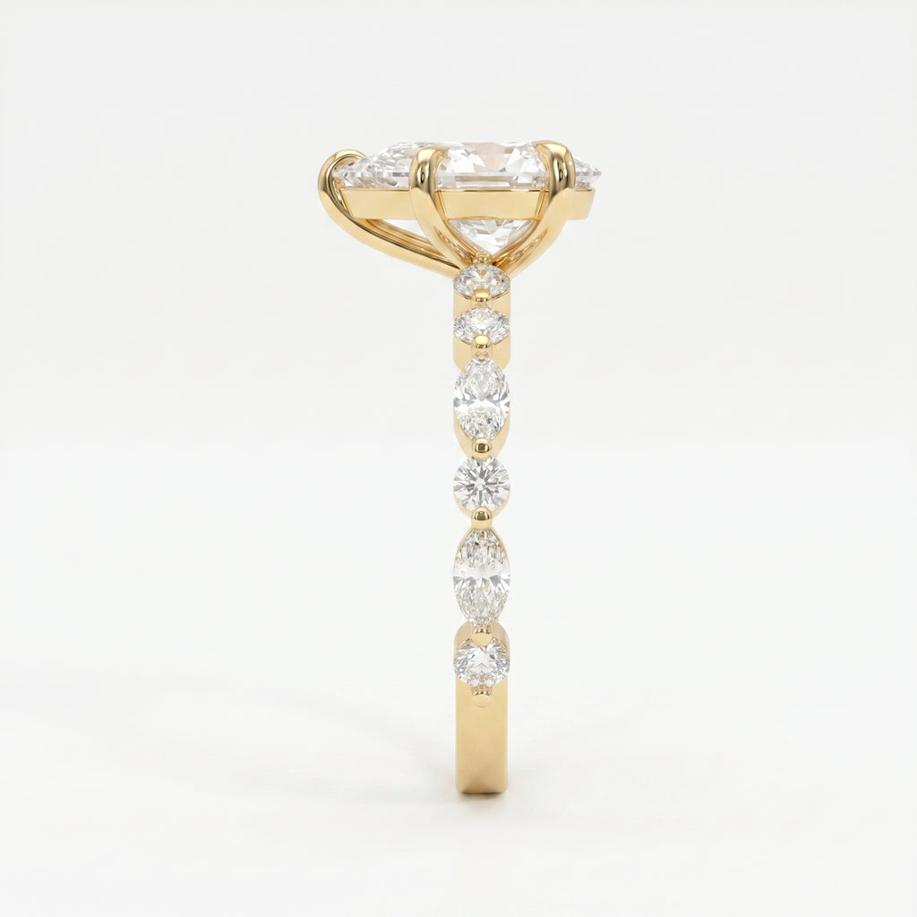 Elegant Pear Cut Diamond Side Stones Engagement Ring