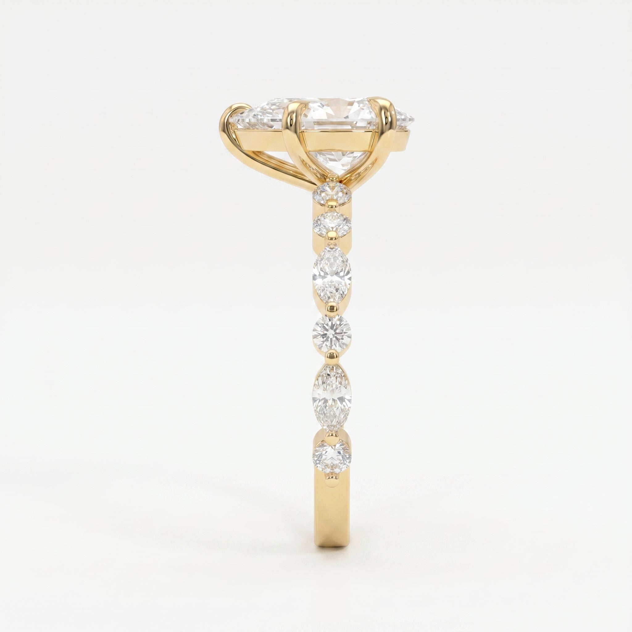 Elegant Pear Cut Diamond Side Stones Engagement Ring