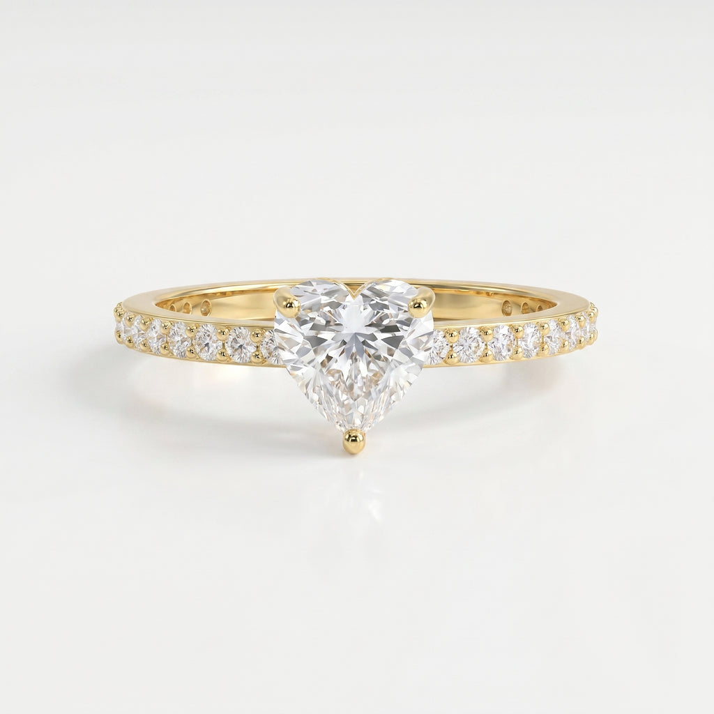 Heart Shape Diamond Side Stone Engagement Ring
