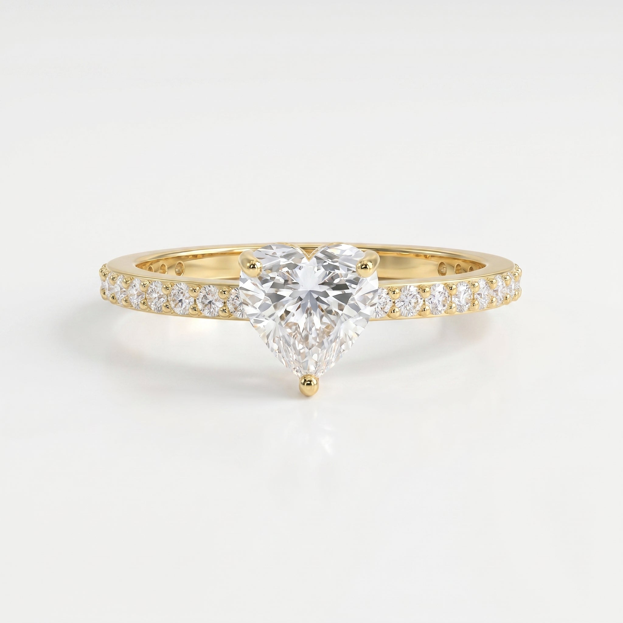 Heart Shape Diamond Side Stone Engagement Ring