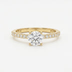 Round cut Side Stone diamond Engagement ring