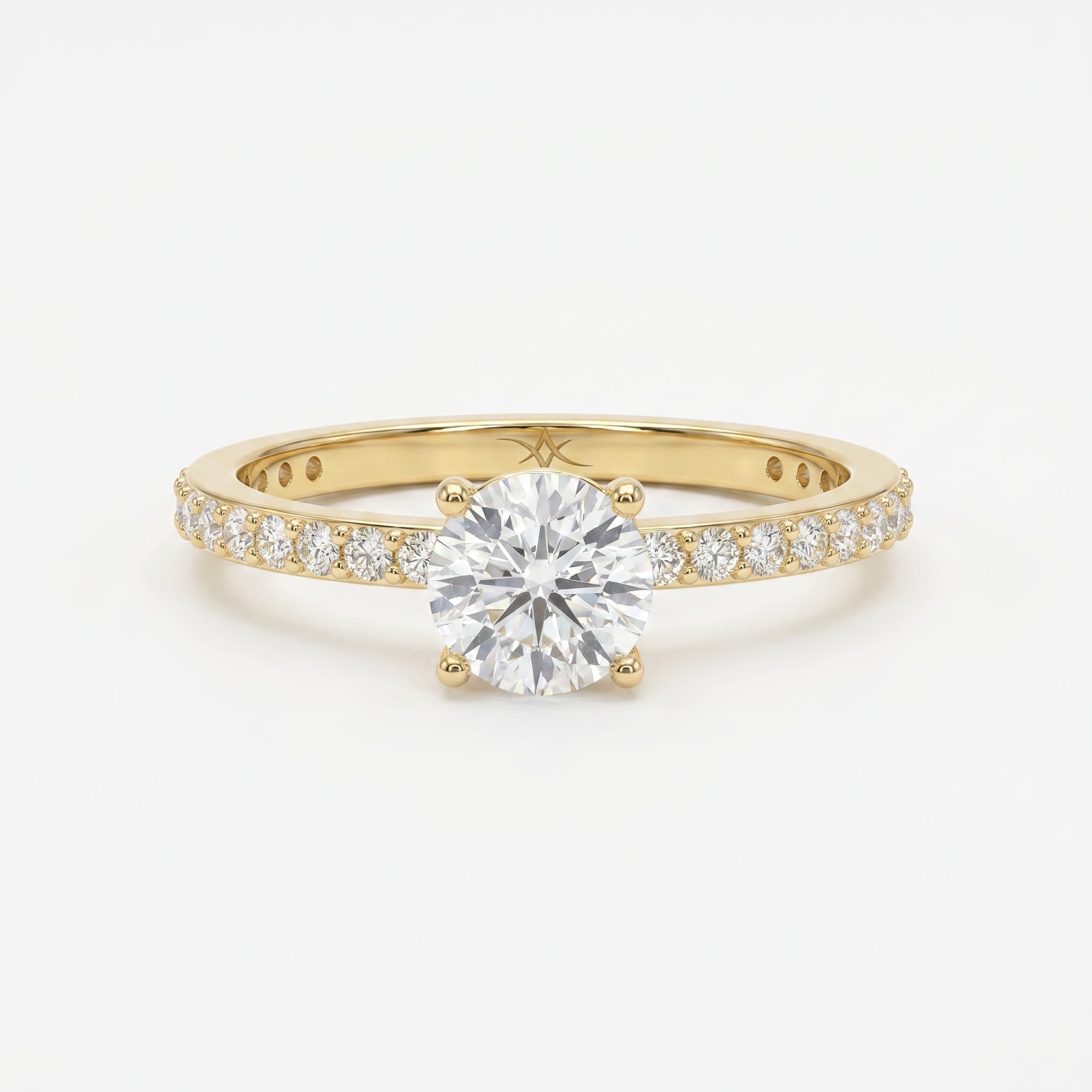 Round cut Side Stone diamond Engagement ring
