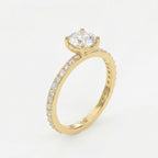 Round cut Side Stone diamond Engagement ring