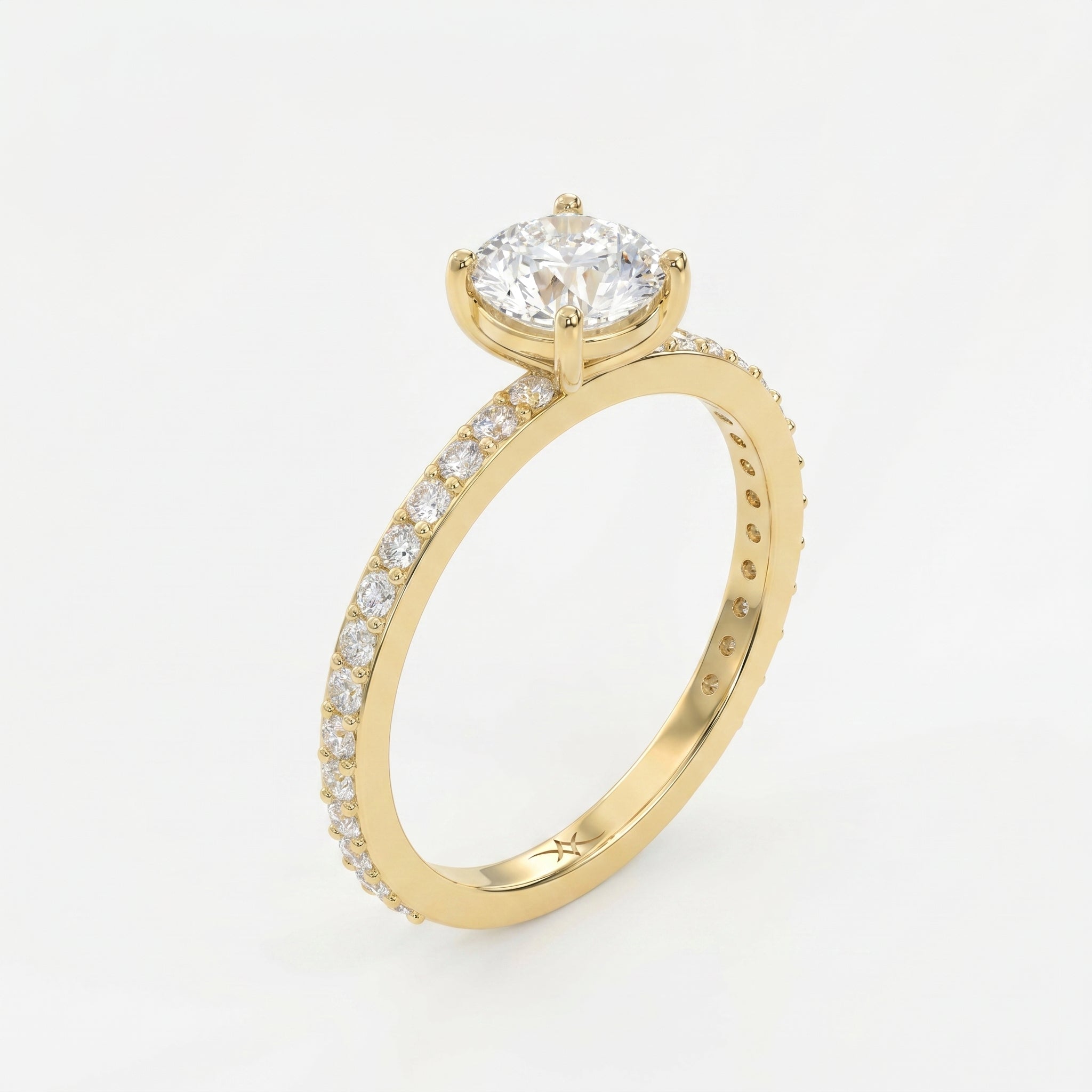 Round cut Side Stone diamond Engagement ring