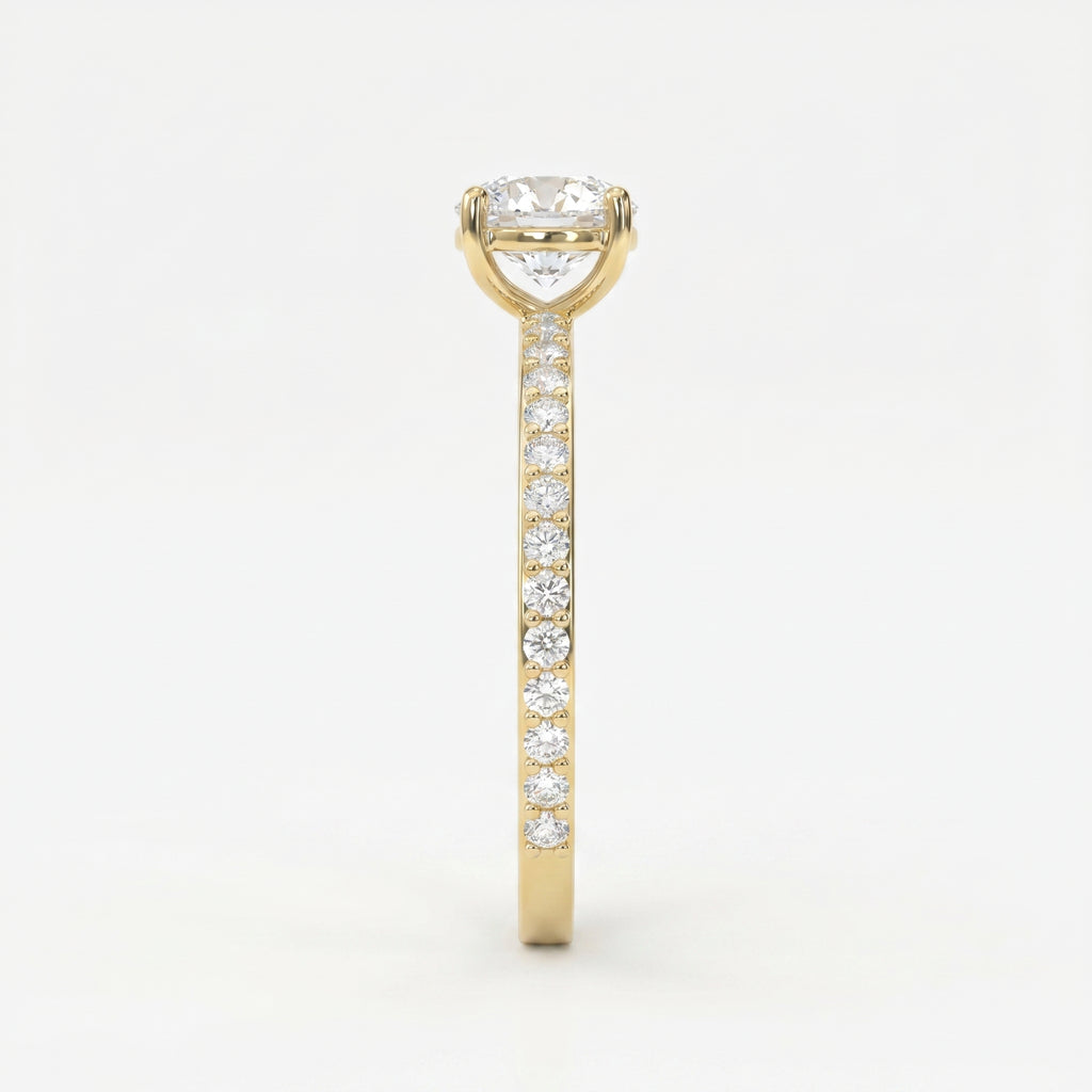Round cut Side Stone diamond Engagement ring