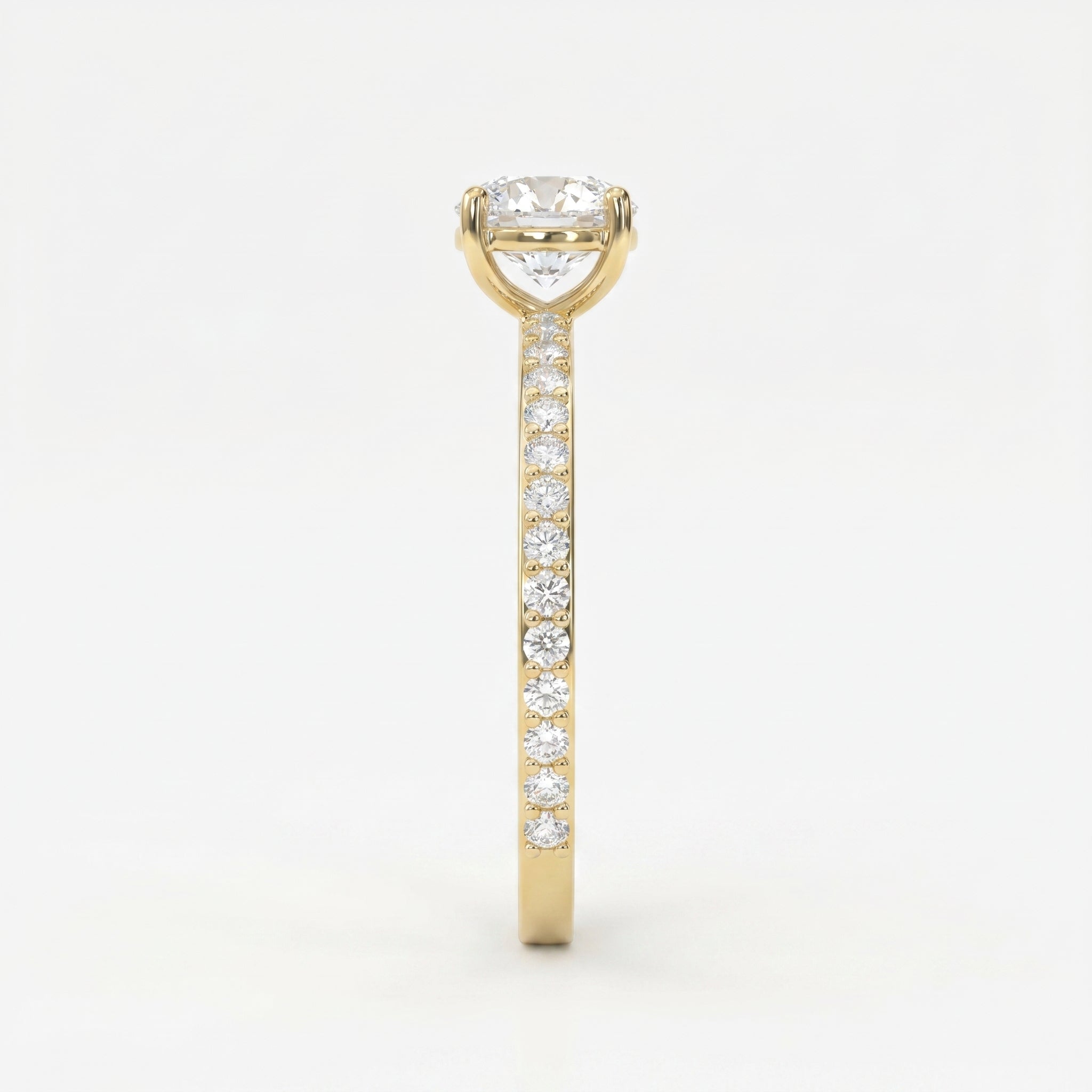 Round cut Side Stone diamond Engagement ring