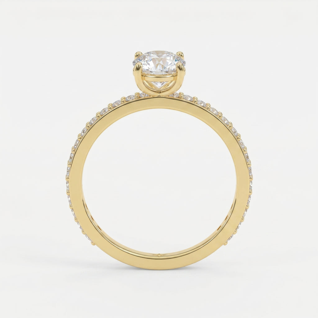 Round cut Side Stone diamond Engagement ring