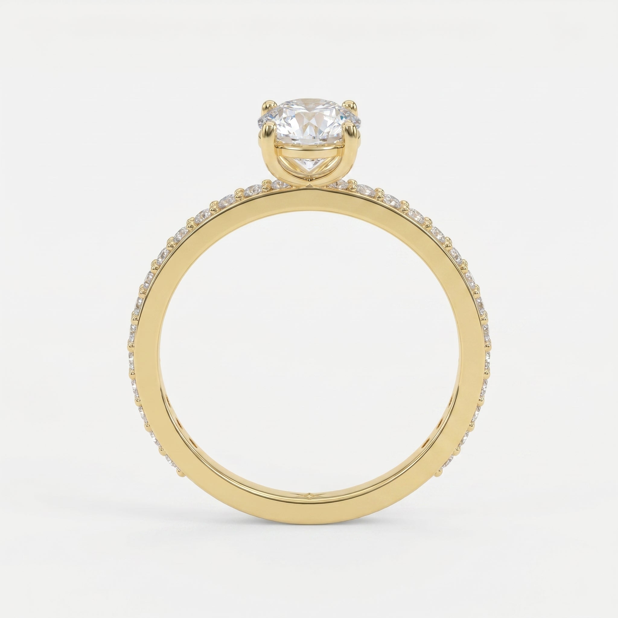 Round cut Side Stone diamond Engagement ring