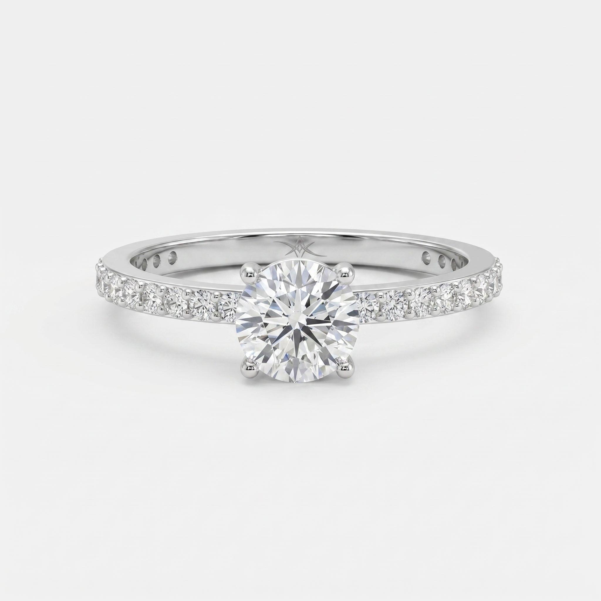 Round cut Side Stone diamond Engagement ring