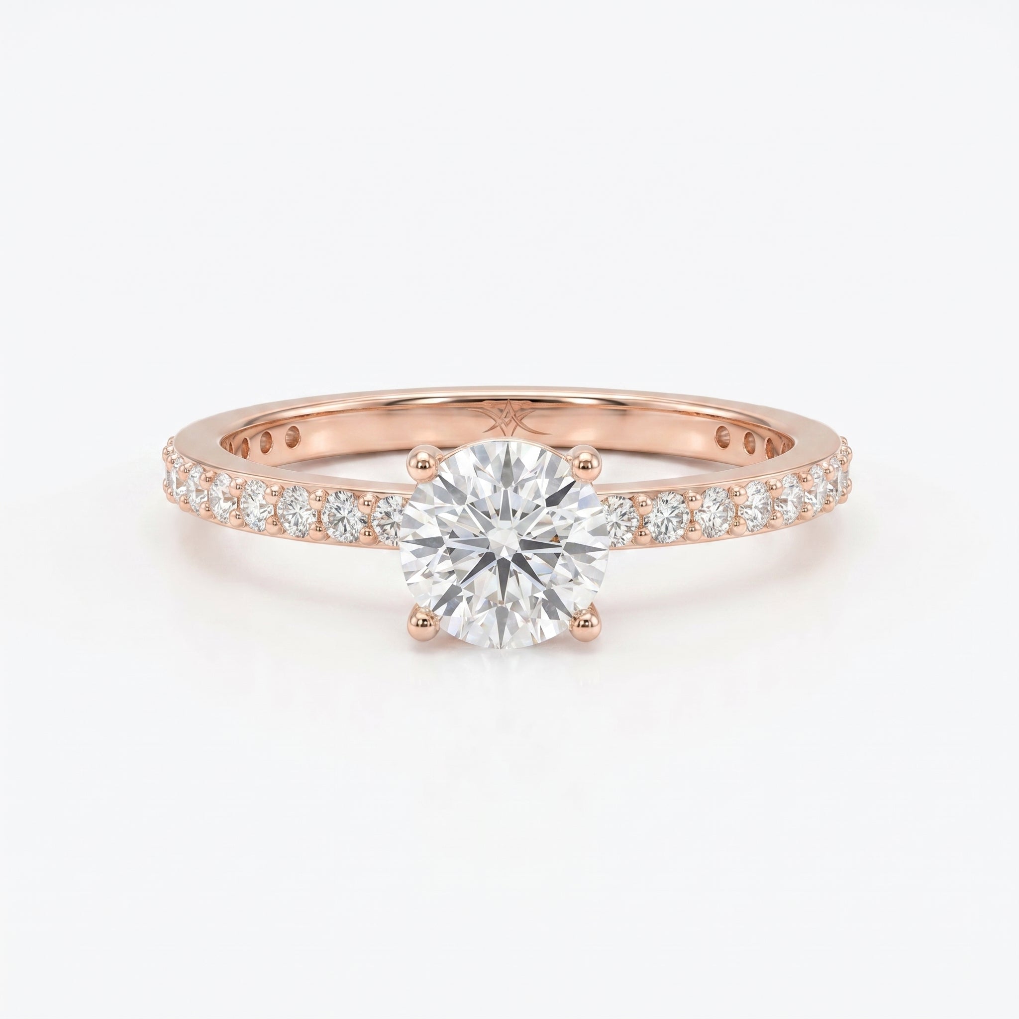 Round cut Side Stone diamond Engagement ring