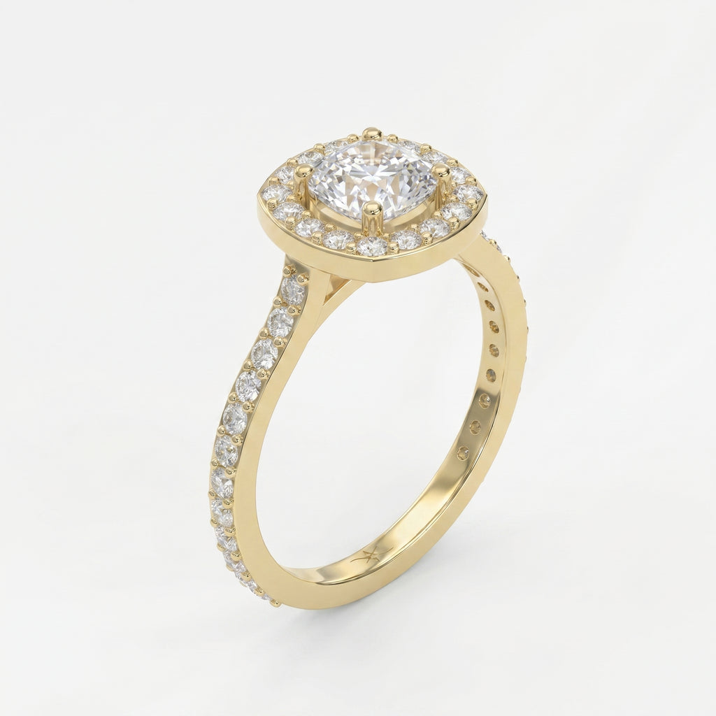 Elegant Cushion diamond Side Stone engagement ring