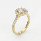 Elegant Cushion diamond Side Stone engagement ring