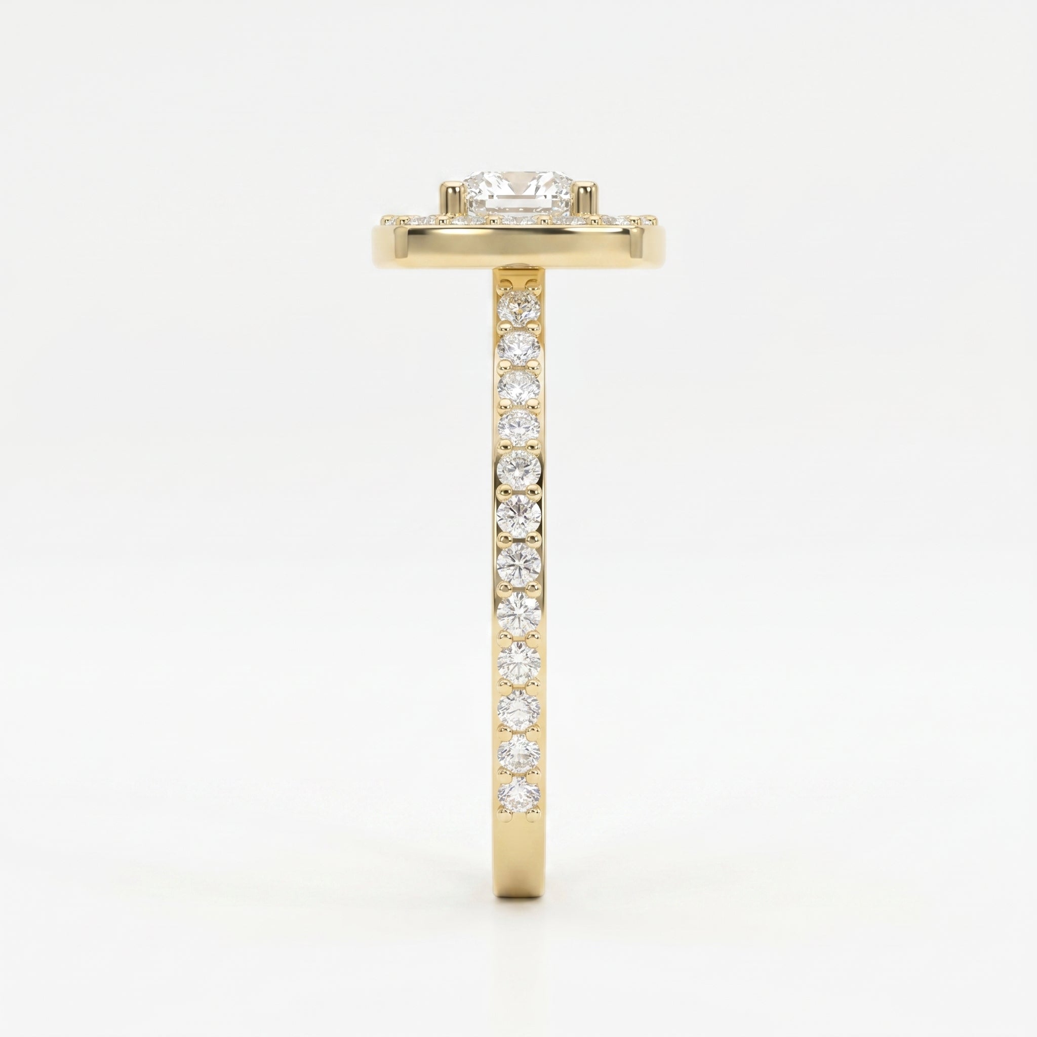 Elegant Cushion diamond Side Stone engagement ring